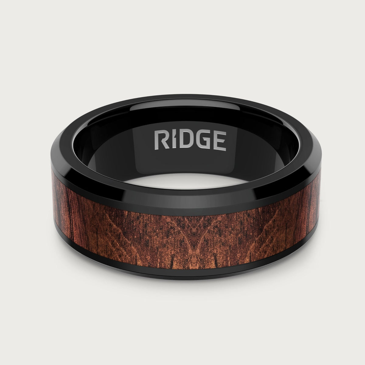8mm Beveled Ring Set - Mopane Wood