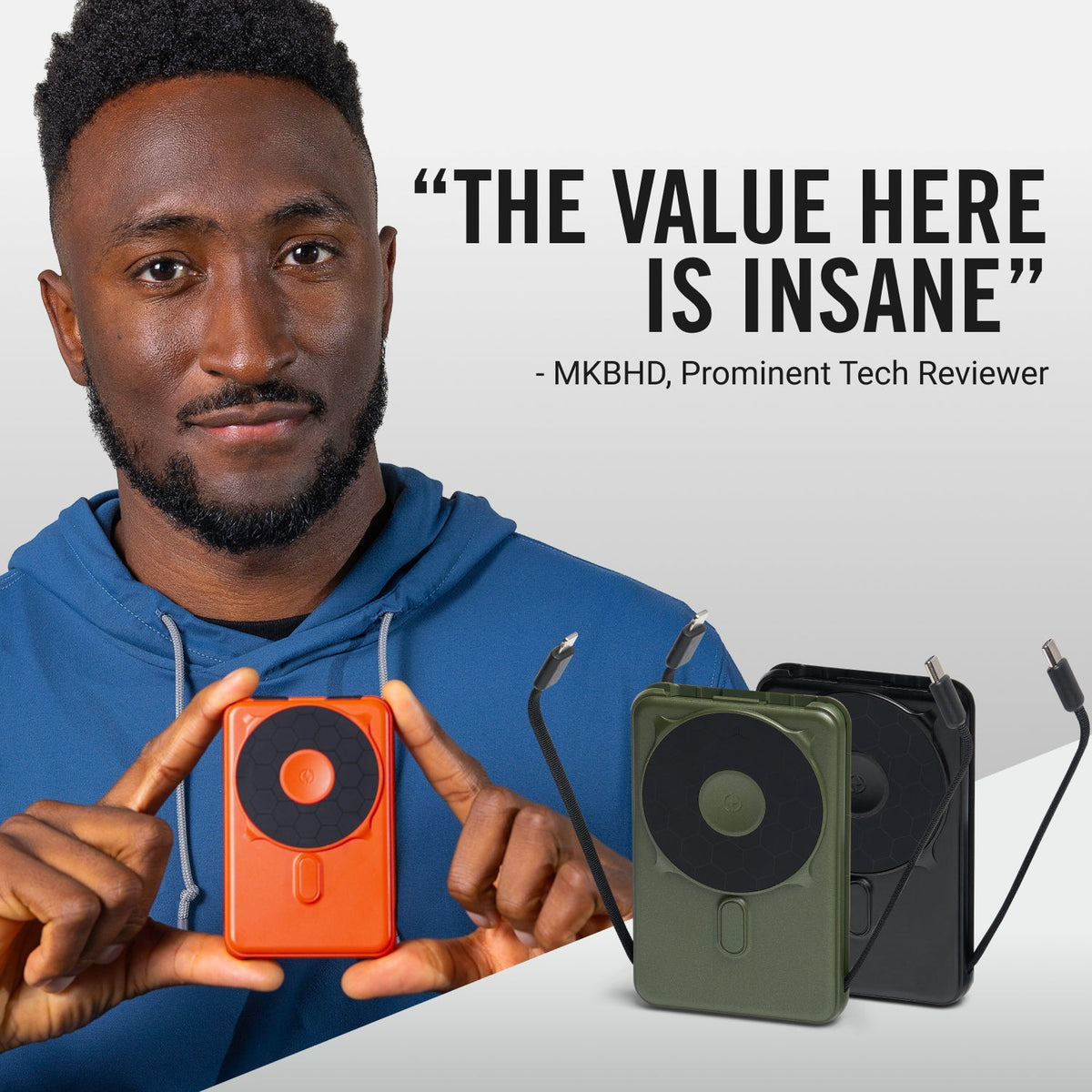 Ridge Power Bank - 10k mAh - Hyper Lime