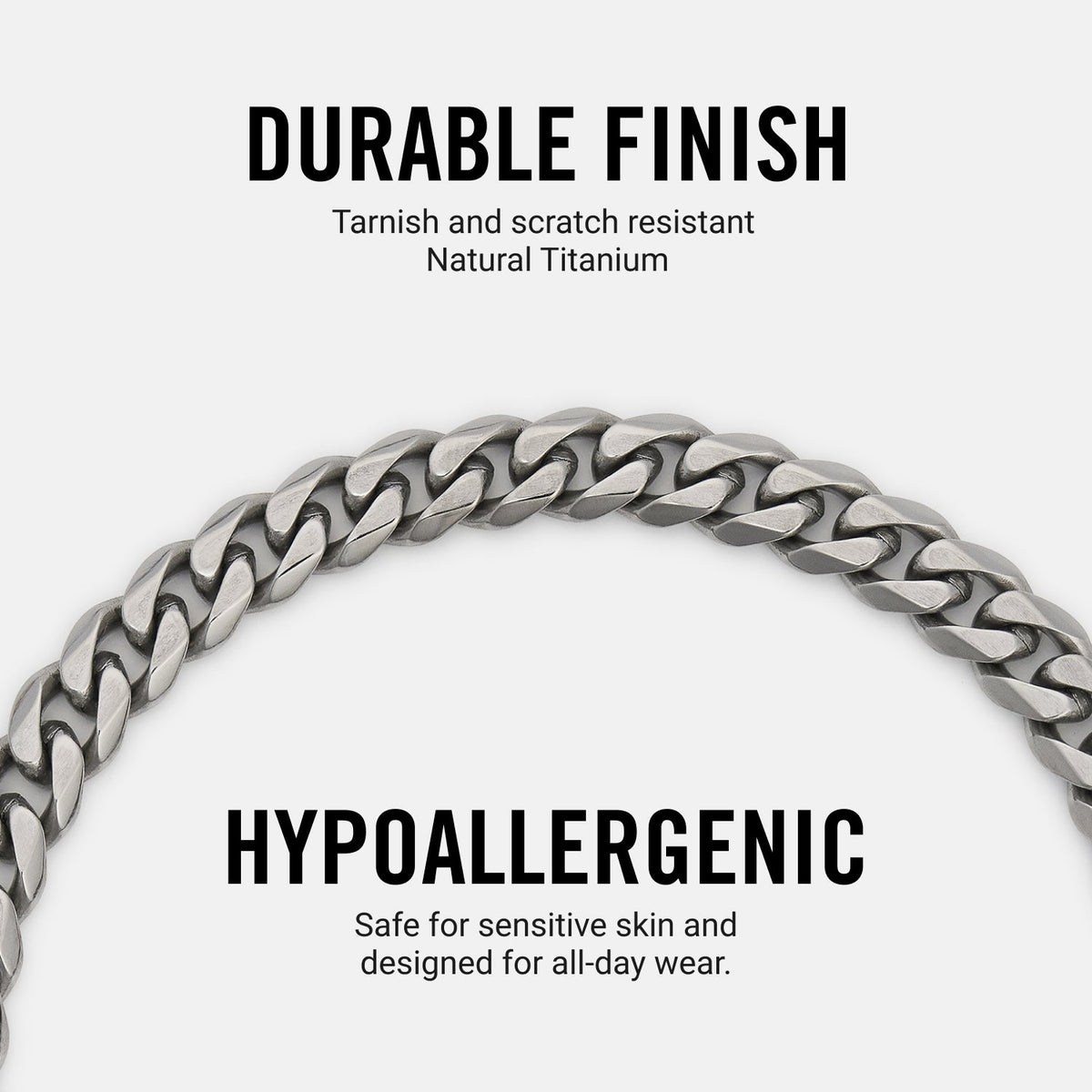 6mm Curb Bracelet - Titanium - Medium