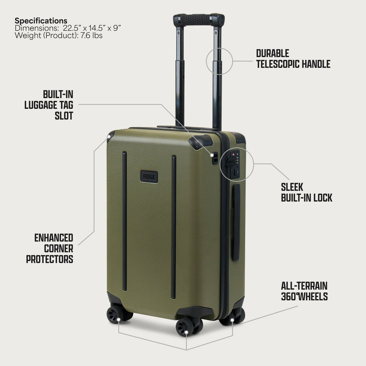 Ridge Carry-On Matte Olive (New) 06