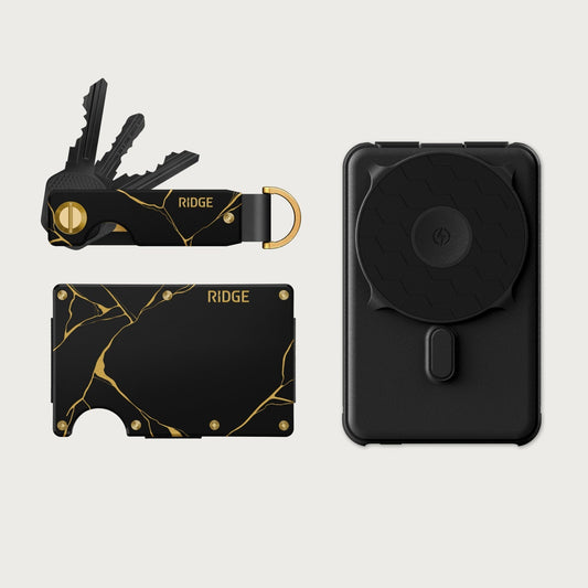 Ridge Wallet + Power Bank + KeyCase - Kintsugi - Black + Matte Black + Kintsugi - Black — image 1